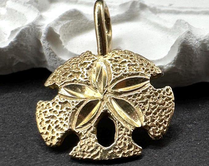 14K Gold Sand Dollar Charm or Pendant for Bracelet or Necklace