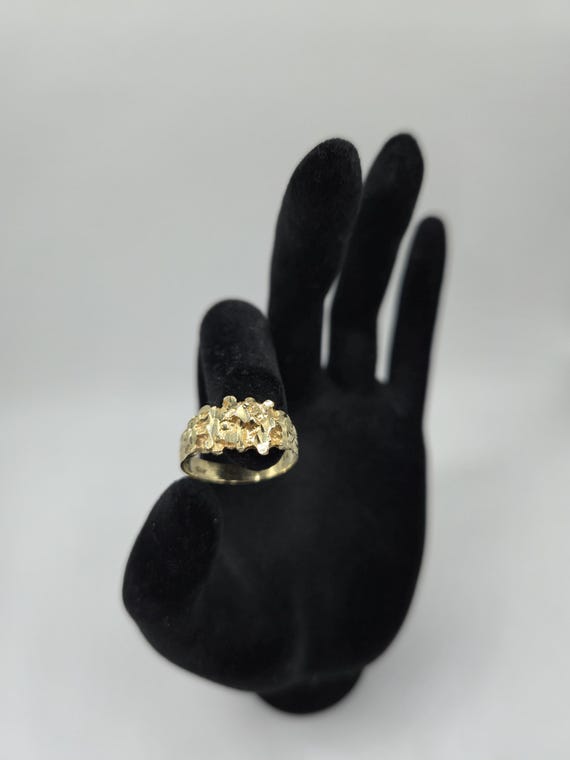 14K Gold Solid Ring with Abstract Chunky Design S… - image 3