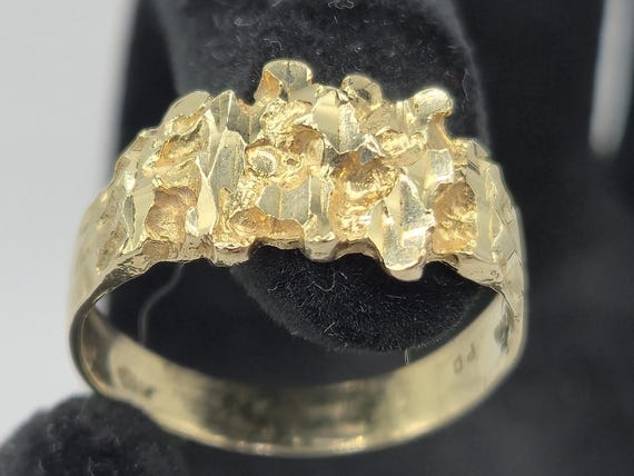 Solid 14K Yellow Gold Nugget-Style Ring – Size 8.… - image 2