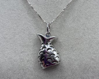 Collar con colgante de cola de sirena en plata de ley 925 (17,5 pulgadas)