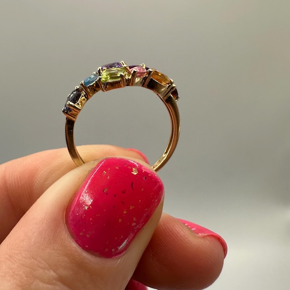 14k Gold Multi Gemstone Cluster Ring, Vintage Sty… - image 16