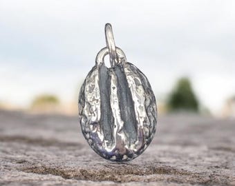 James Avery Retired Pecan Charm, 925 Sterling Silver Southern Nut Pendant UNCUT loop