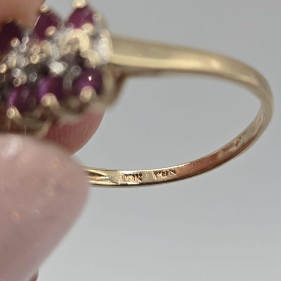 10K Solid Gold Ruby Cluster Ring, Size 8 - image 11