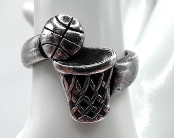 Vintage 925 Sterling Silver James Avery Basketball and Hoop Ring Size 6.5