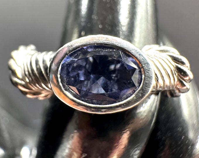 Judith Ripka Sterling Silver 925 with Blue Gemstones Cable Ring Size 5.75