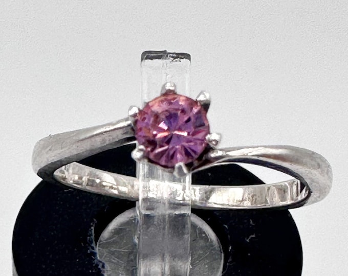 Sterling Silver Ring with Pink Gem Size 3.75