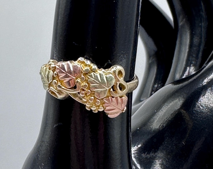 Vintage Black Hills Gold 10K Gold Multi Color Leaf Ring Size 6.75