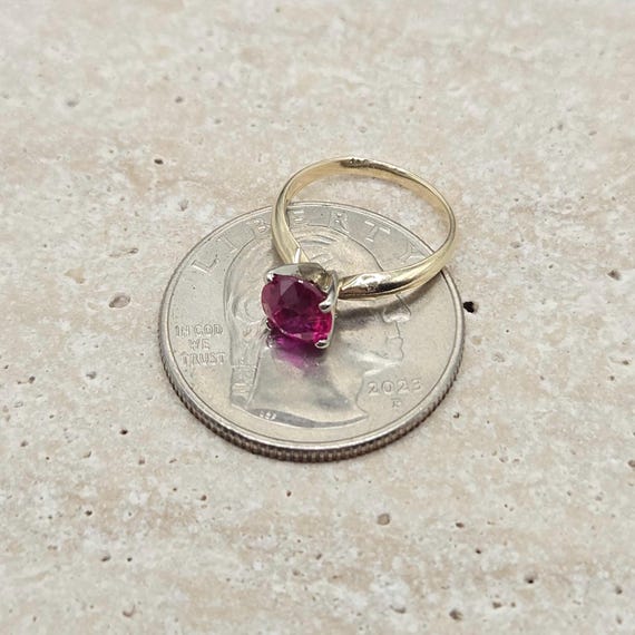 Solid 14K Yellow Gold Ring with Ruby – Size 1.75 - image 5