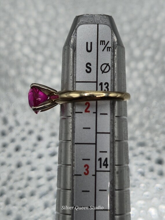 14k Solid Gold Ruby Ring, Petite July Birthstone … - image 3