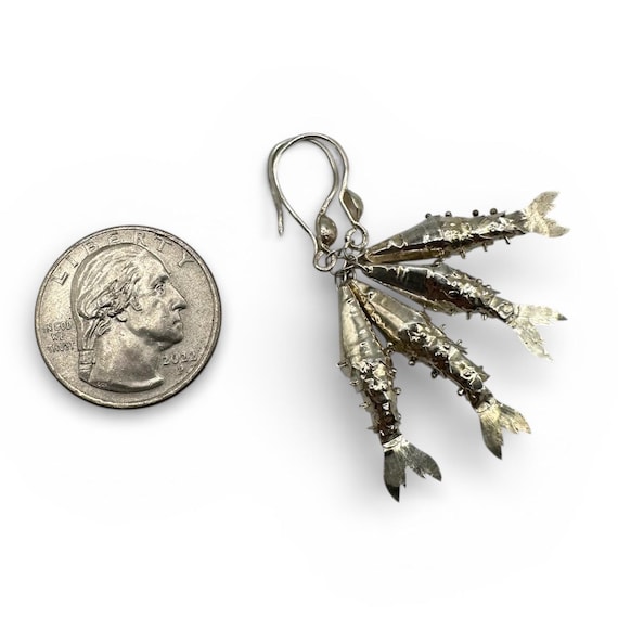 Articulating Fish Dangle Earrings, 925 Sterling S… - image 6