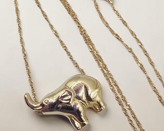 Massief 18 kt geelgouden 3D-ketting olifant hanger - 18 inch - ITALI