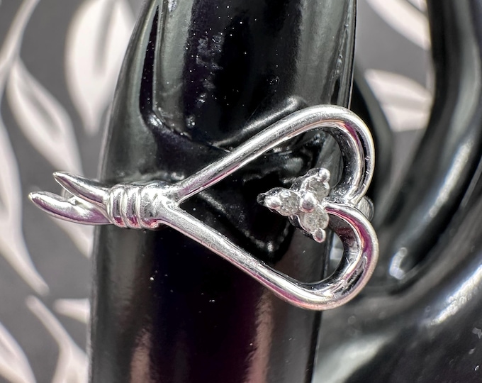 Sterling Silver Diamond Knots of Love Heart Ring Size 6.5
