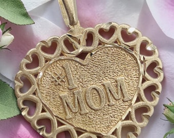 Michael Anthony Solid 14K Yellow Gold #1 Mom Mothers Day Heart Pendant