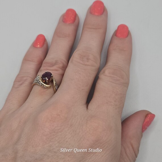 14k Solid Gold Rare Natural Ruby Ring with 24 Dia… - image 9