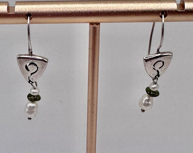 Sterling Silver and Green Dangle Earrings