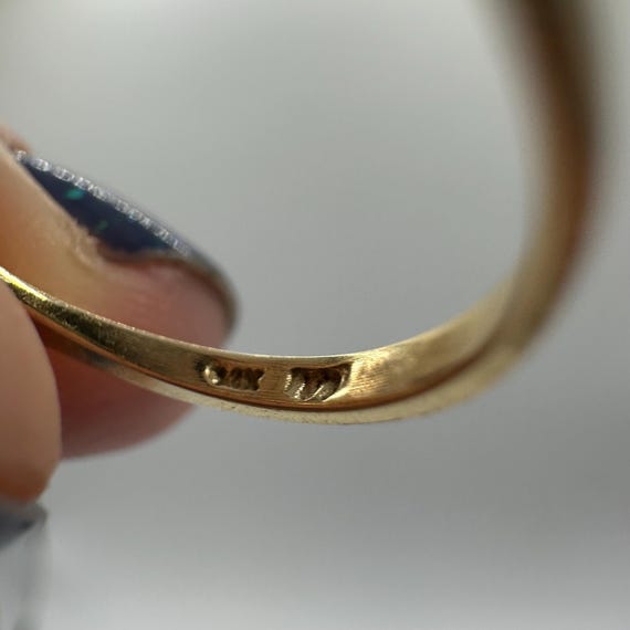 Solid 14K Yellow Gold Three-Stone Ring with Gemst… - image 18