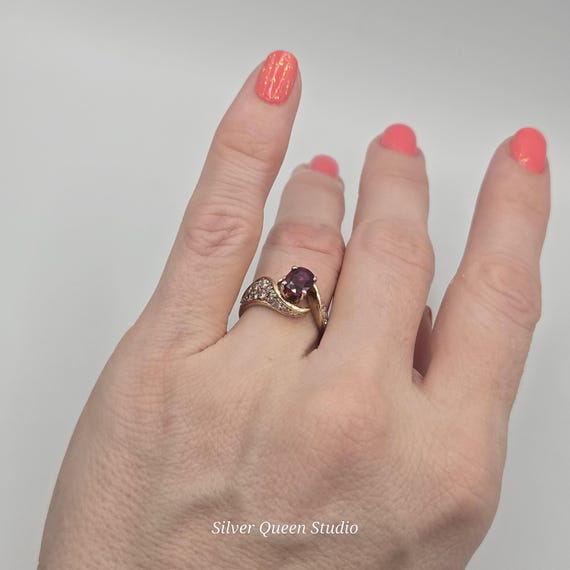 14k Solid Gold Rare Natural Ruby Ring with 24 Dia… - image 7