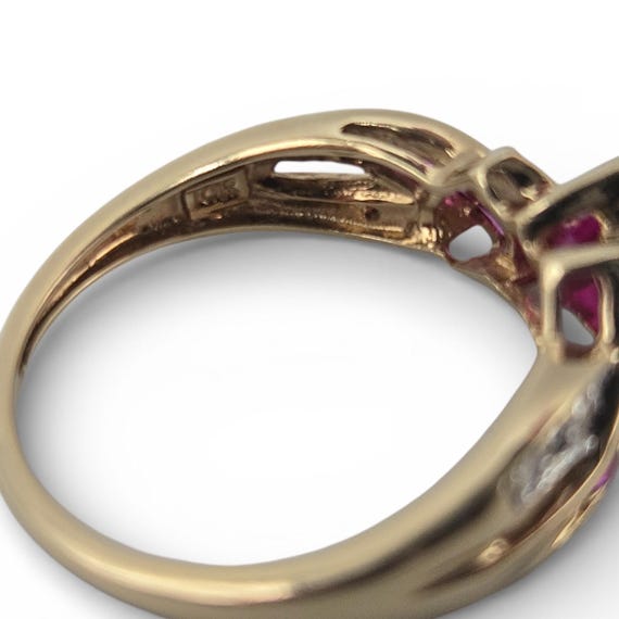 10K Solid Gold Heart Cut Ruby Ring, Pink Sapphire… - image 6