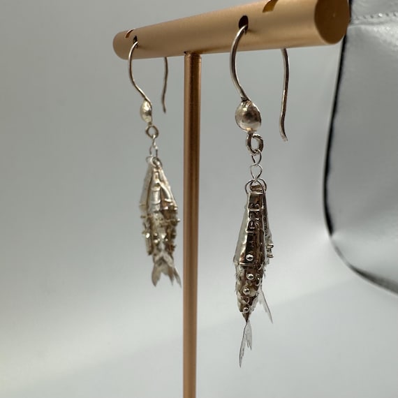 Articulating Fish Dangle Earrings, 925 Sterling S… - image 8