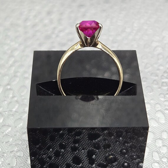Solid 14K Yellow Gold Ring with Ruby – Size 1.75 - image 11