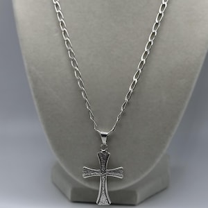 Sterling Silver Cross Pendant Necklace 20 1/4&quot; ITALY for Men