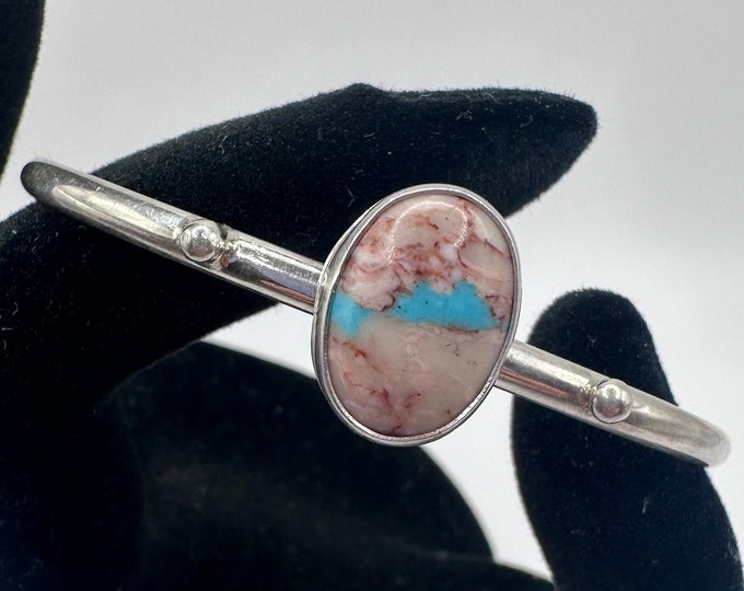 Sterling Silver Navajo Native American Oyster Copper Turquoise Cuff Bracelet