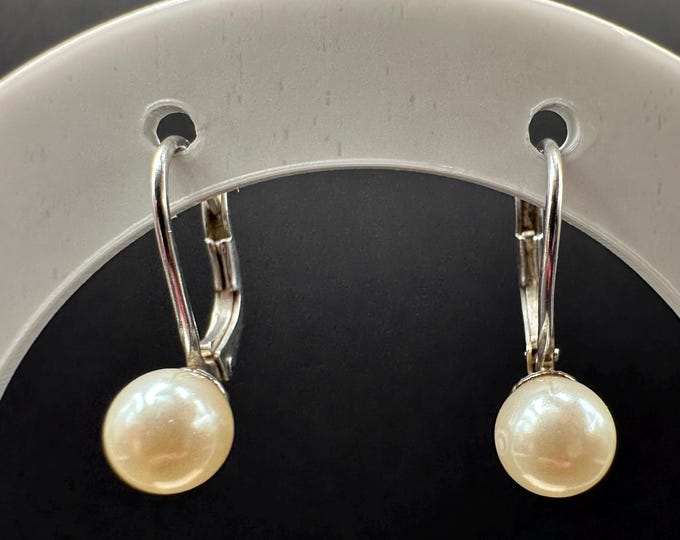 925 Sterling Silver and Pearl Dangle Drop Earrings