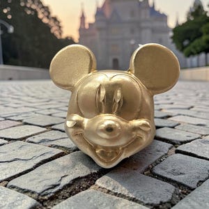 Pendientes de botón de oro amarillo macizo de 14 quilates con diseño de Mickey Mouse de Disney Van Dell en caja original. imagen 6
