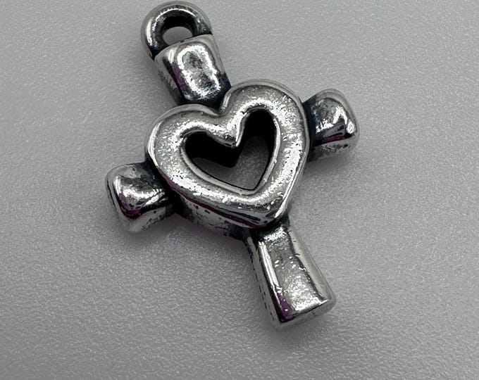 Vintage James Avery Sterling Silver Cross with Heart Charm