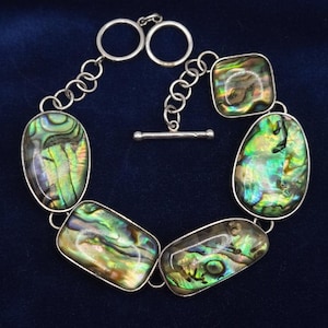 LUC Lucas Lameth Armband aus 925er Sterlingsilber mit Abalone-Muschelverschluss, 18-20 cm