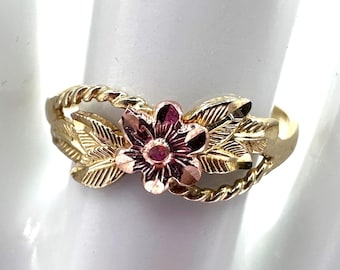 Vintage 12K Gold Black Hills Gold Flower Ring Size 6.75