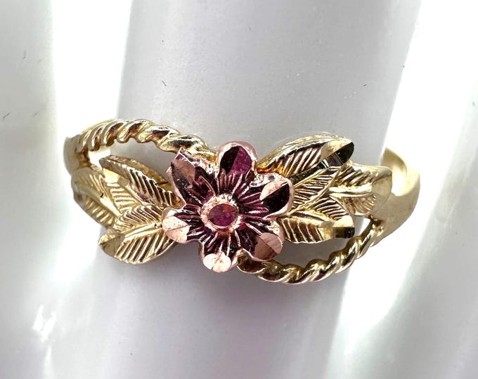 Vintage 12K Gold Black Hills Gold Flower Ring Size 6.75