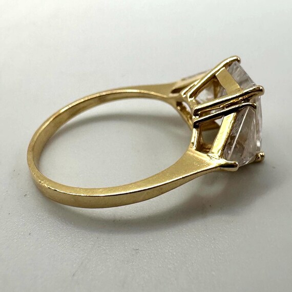 Solid 14K Yellow Gold Three-Stone Ring with Gemst… - image 19