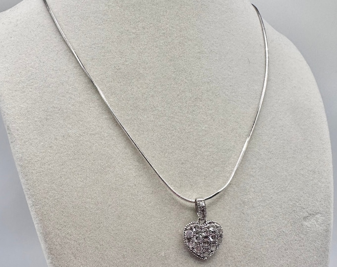 Sterling Silver Heart Necklace 18"