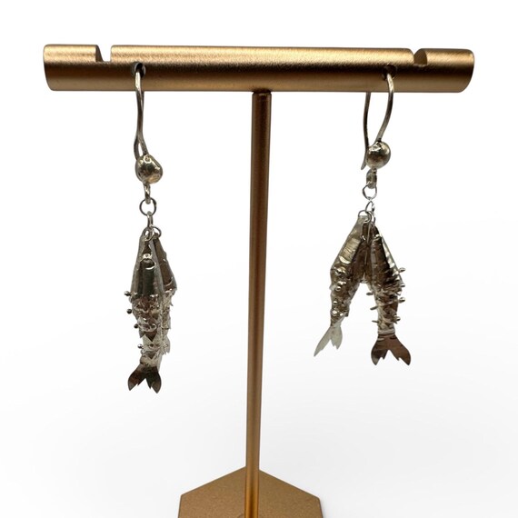 Articulating Fish Dangle Earrings, 925 Sterling S… - image 5
