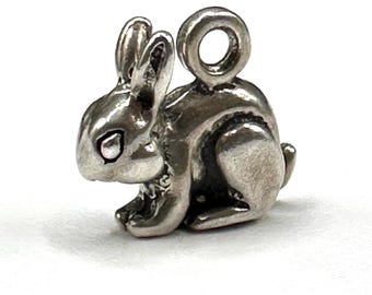 Sterling Silver Bunny Rabbit Charm for Charm Bracelet Without Loop