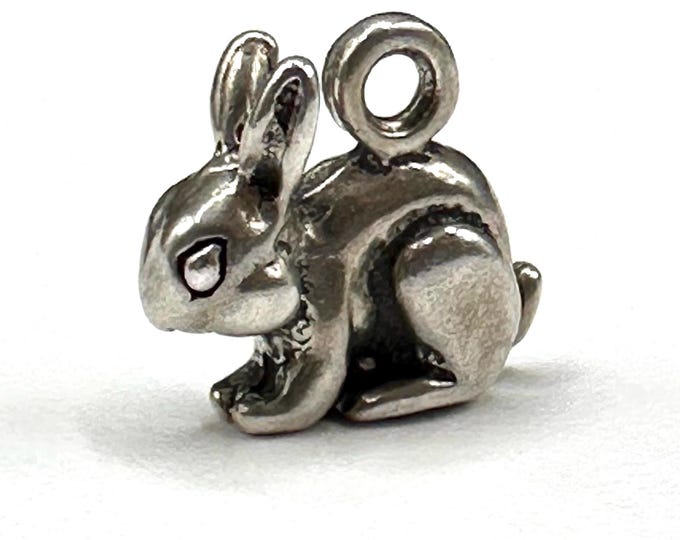 Sterling Silver Bunny Rabbit Charm for Charm Bracelet Without Loop