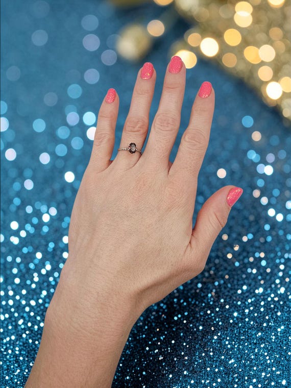 Solid 10K White Gold Raspberry Garnet Rhodolite S… - image 3