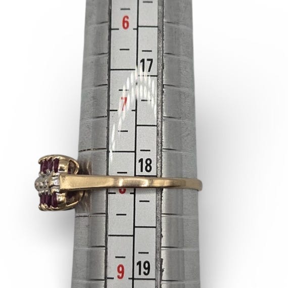 10K Solid Gold Ruby Cluster Ring, Size 8 - image 4