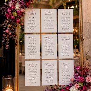 Editable Wedding Table Numbers & Seating Chart Cards | Digital Calligraphy | Canva Wedding Sign Bundle
