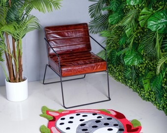 Hand Tufted Dragon Fruit Rug | Colorful Statement Rug | 100×100 cm