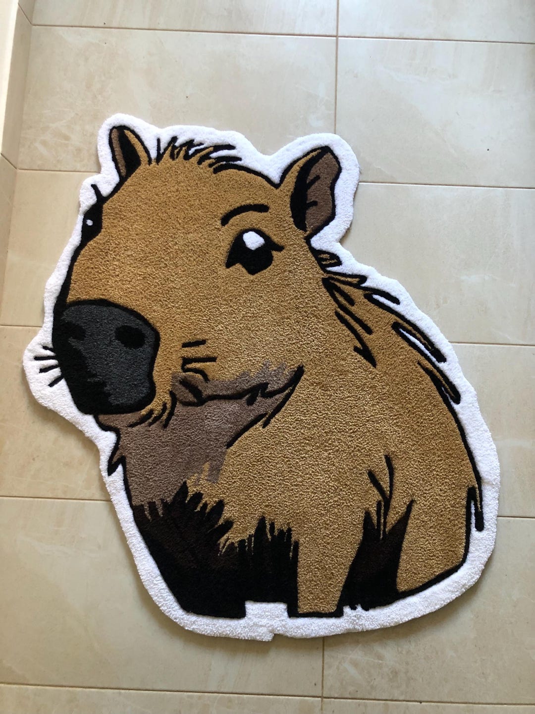 Capybara Rug Rectangle Hand Tufted Capybara Rug | Cute Animal Rug | Handmade Statement Decor ...
