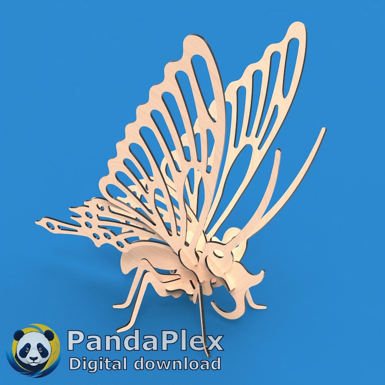Butterfly 3D Puzzle SVG File – Insect Laser Cut Model, DXF CNC Vector ...