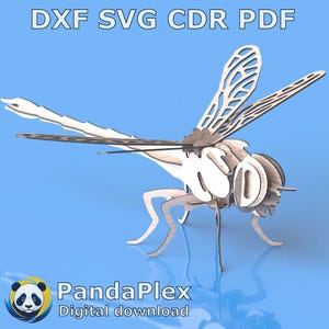 3D Dragonfly lasergesneden bestand, vectorplan voor CNC, houtbewerking en staalpatroon - svg dxf cdr pdf | 3D-puzzel en woondecoratie