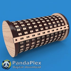 Cryptexパズルボックスのレーザーカットファイル - SVG、DXF、CDR、PDF、CNC 3Dパズルテンプレート、レーザーカット用コードロックボックス