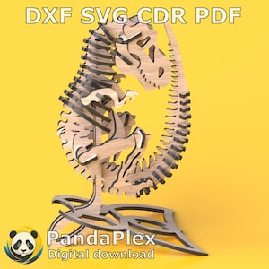 Baby T-Rex 3D PUZZLE - Laser Schnitt Datei SVG DXF, Dinosaurier Modell für Glowforge, digitale Holzvorlage, Jurassic Decor Download