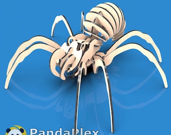 Archivo SVG de corte láser de rompecabezas 3D de araña: plantilla de grabado, rompecabezas de madera, diseño Glowforge, plantilla DXF de corte láser de araña 3D