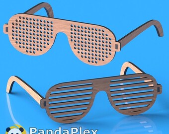 Archivo de corte láser para gafas de madera: elegantes gafas SVG dxf, plantilla vectorial para corte CNC, marcos de madera DIY, proyecto Glowforge