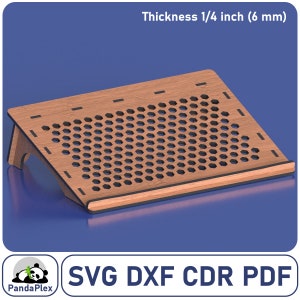 Laptopstandaard lasergesneden bestand, notebookstandaard Svg houten lasersnijden vectorbestanden, dxf graveersjablonen snijden 3D-puzzelontwerpen