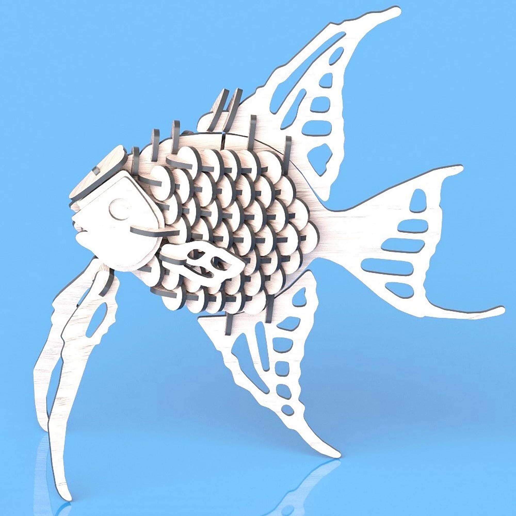 Angel Fish 3D Puzzle – Laser Cut Files SVG DXF for Glowforge, CNC ...
